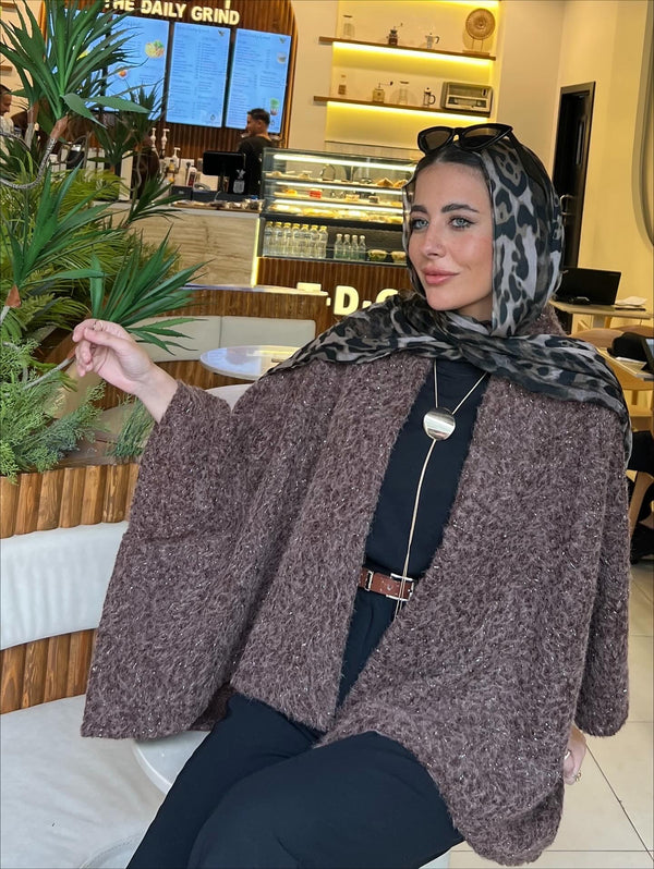 Brown Metalic Mohair Cardigan