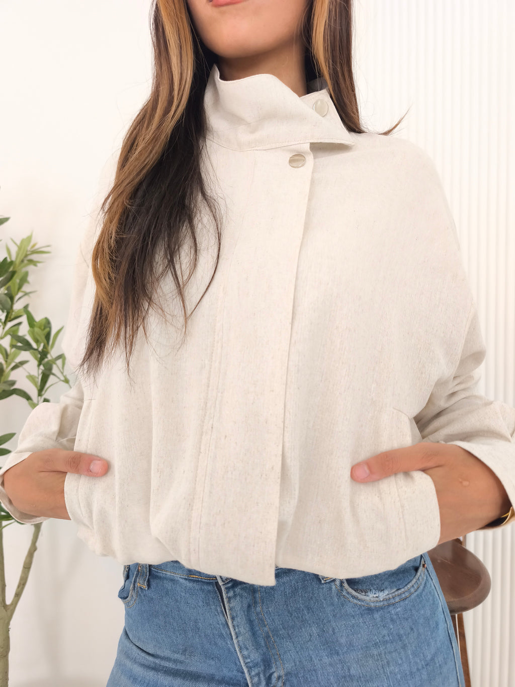 Beige bomber jacket