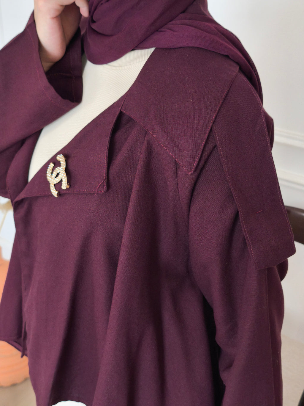 Burgundy linen blouse jacket