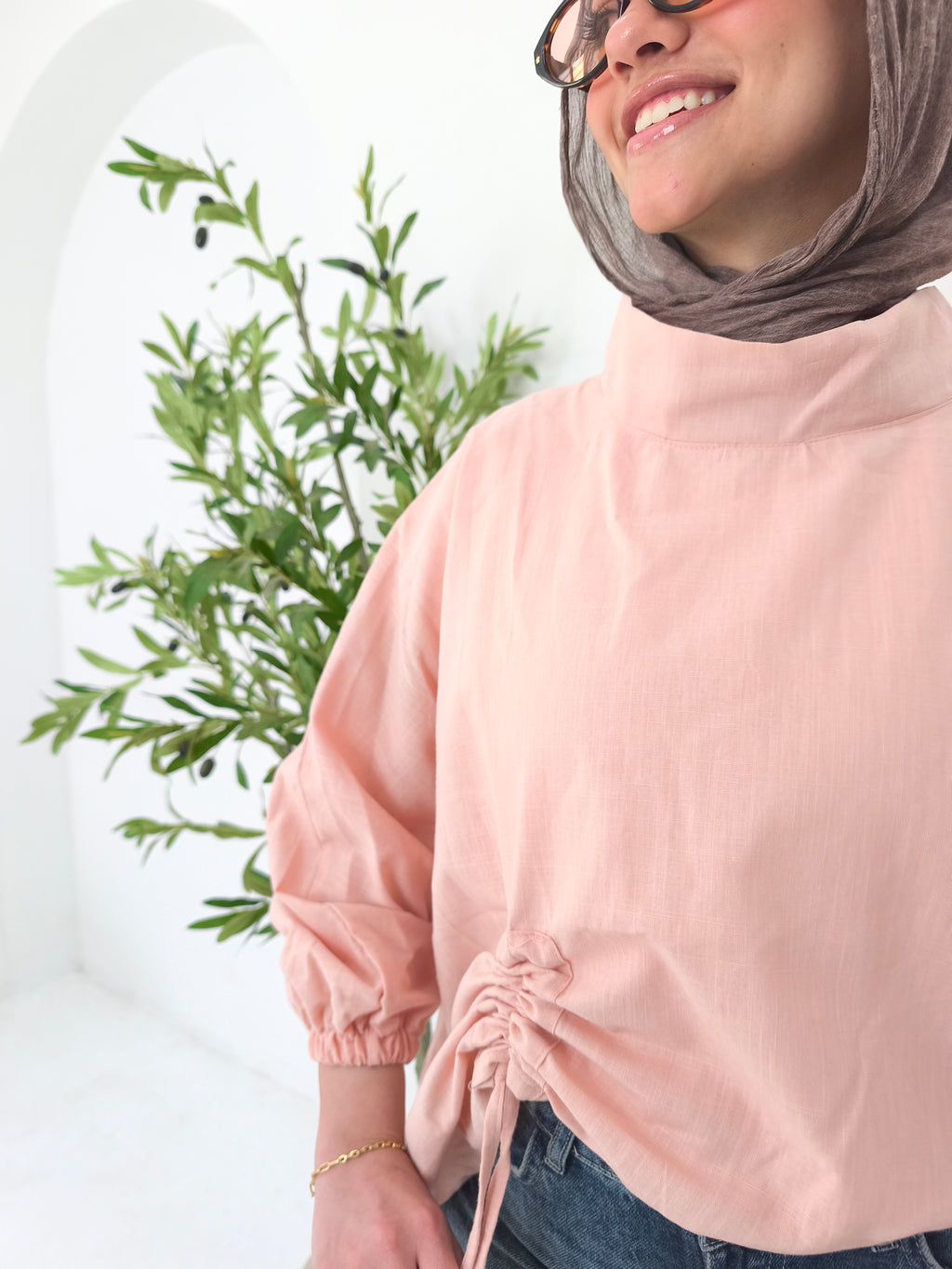 Peach asymmetric blouse