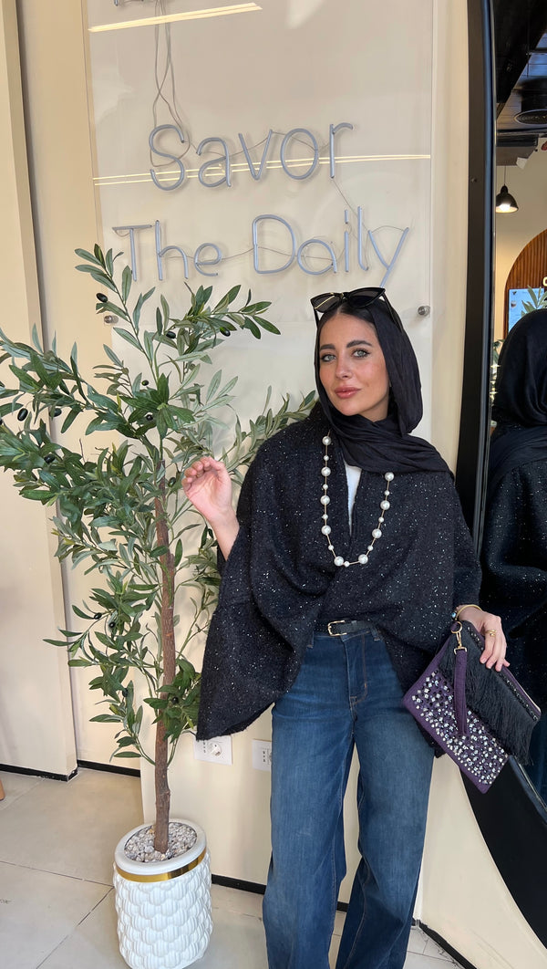 Black Metalic Mohair Cardigan