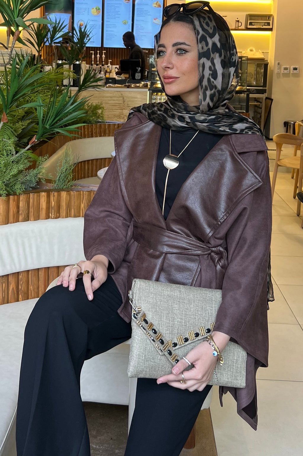Brown suede leather Jacket