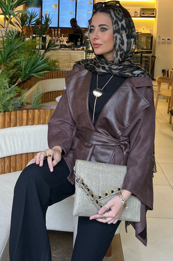 Brown suede leather Jacket