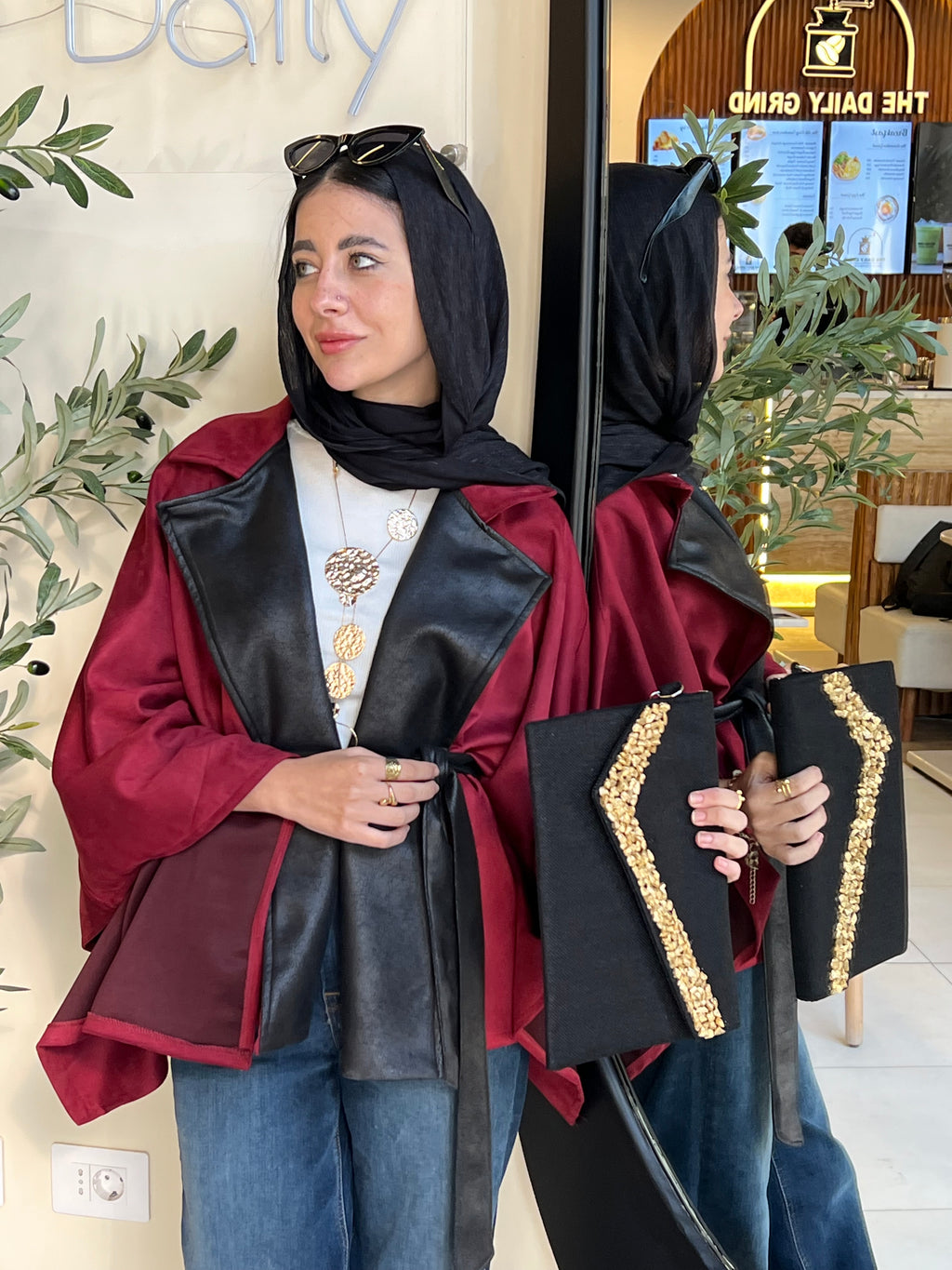 Maroon suede leather jacket