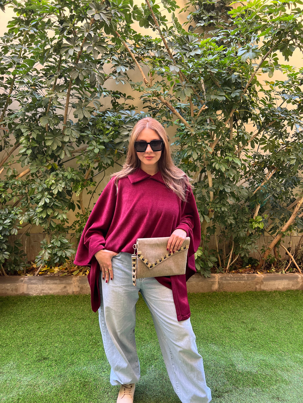 Burgundy Alura Poncho