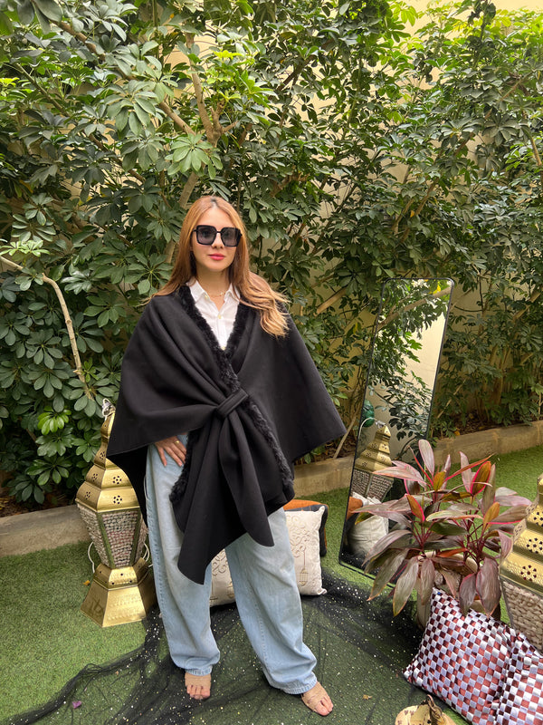 Black fur cape