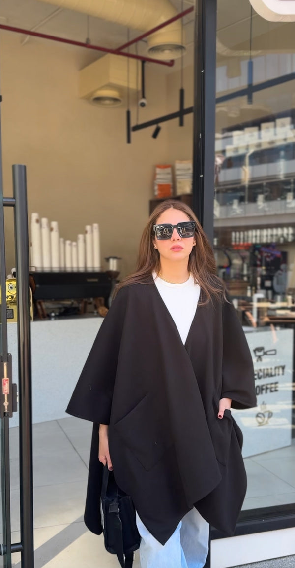 Black cape with pockets