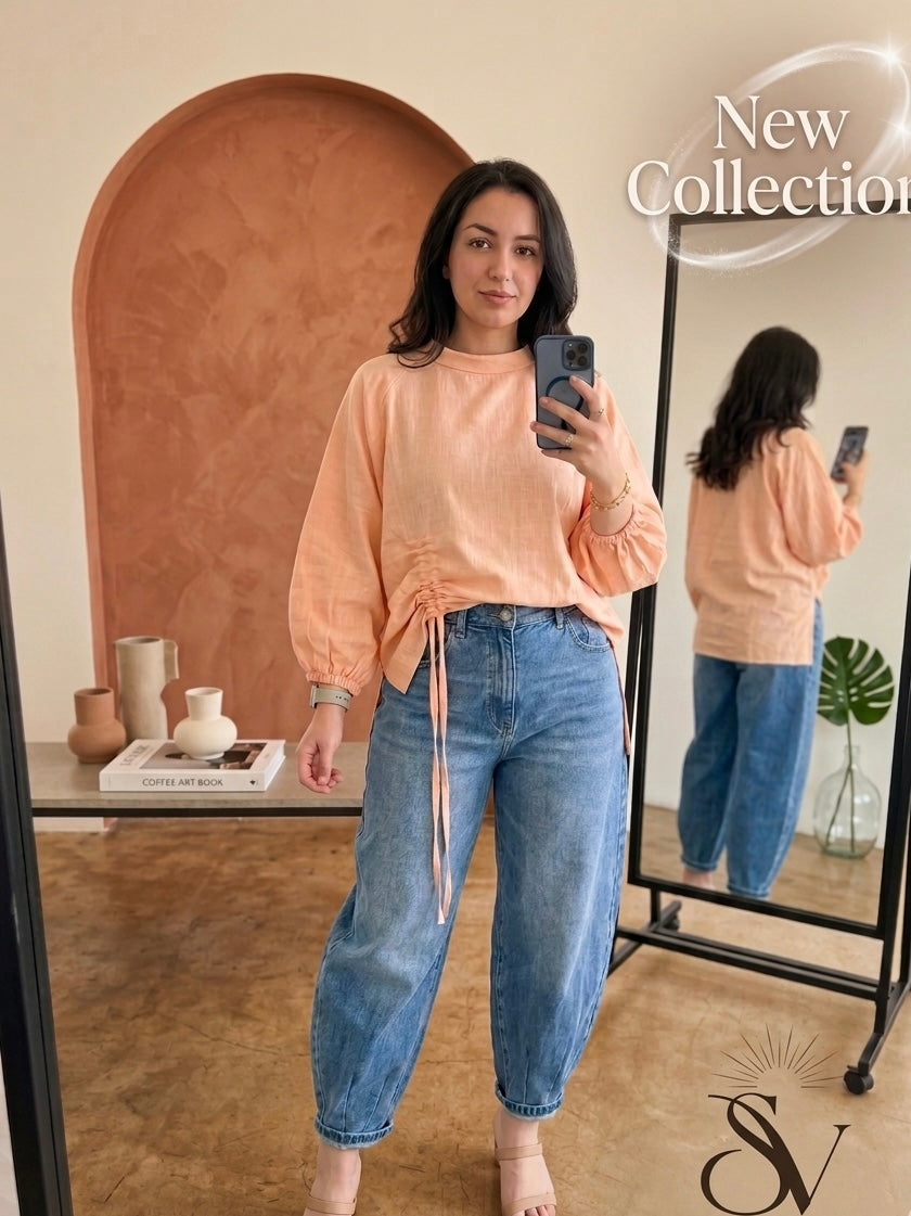 Peach asymmetric blouse