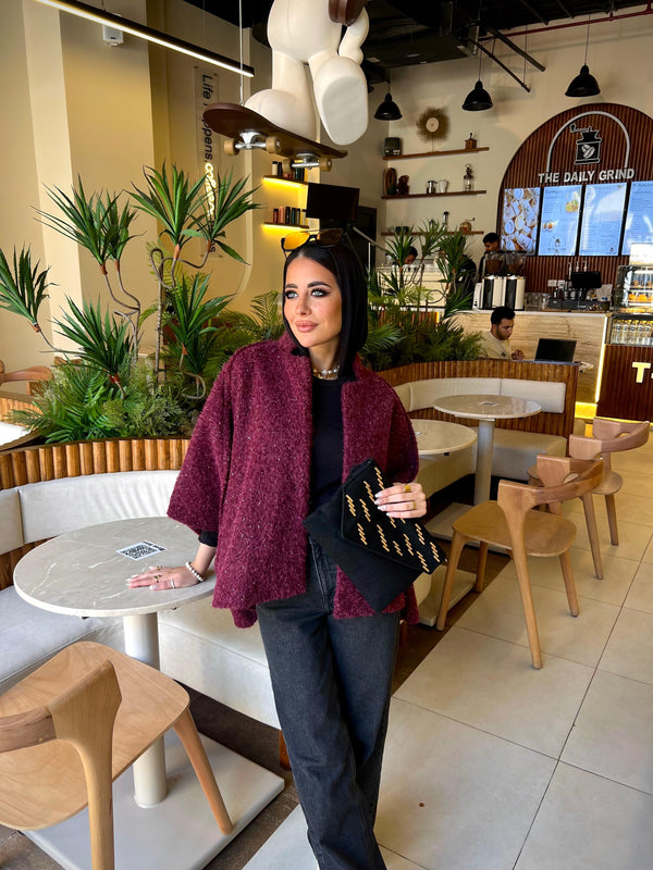 Burgundy Metalic Mohair Cardigan